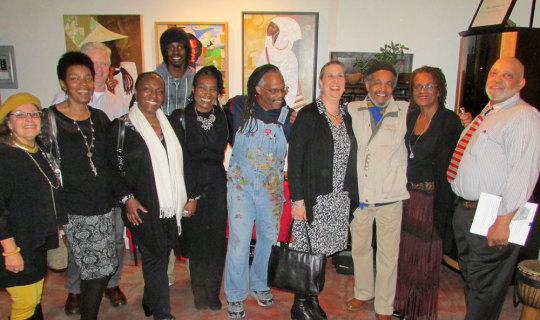 Julie Burros, fourth from right, with artists at the Susie Smith Gallery (Courtesy of Napolean Jones-Henderson)