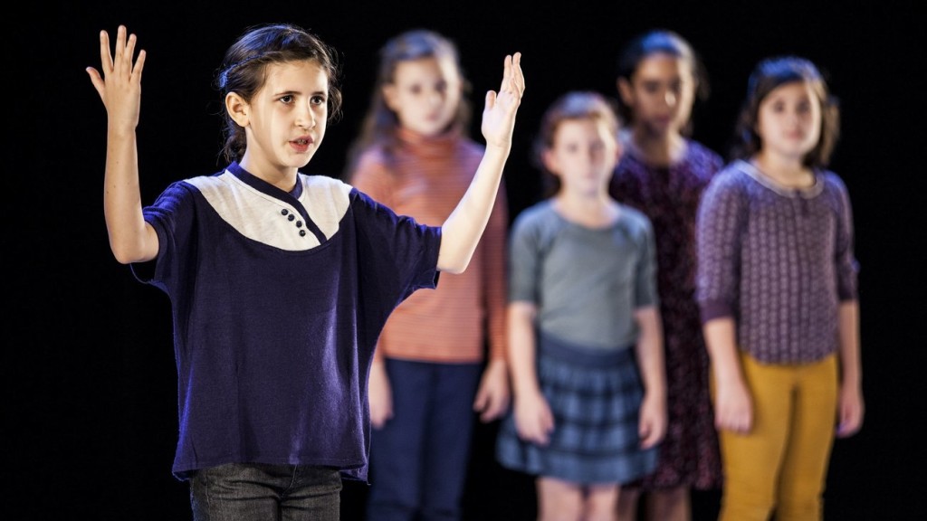  Violet Newman is one of five young girls who make up the cast of Employee of the Year, one of the plays being featured at this year's Under the Radar Festival. Maria Baranova/Courtesy of the Public Theater